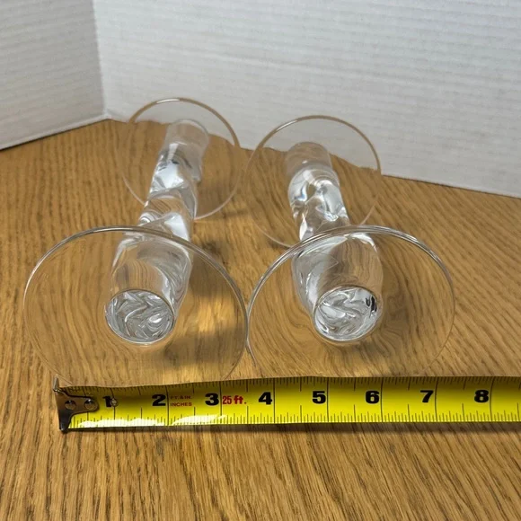 ORREFORS SWEDEN Crystal Clear Glass Candle Holders RARE Twist Design 9.5" - 7.5" - Picture 10 of 11